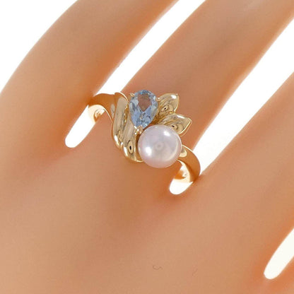 ポーラ K18イエローゴールド アコヤパール アクアマリン リング