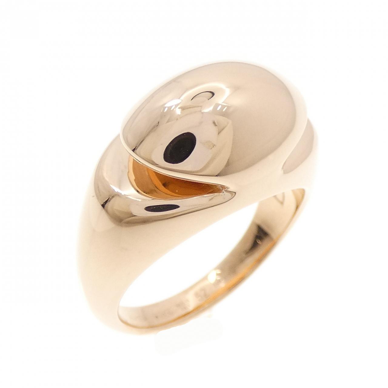 ブルガリ カボション Au750 ピンク ゴールド リング サイズ 11.5