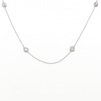 Pt950/Pt850 サファイア ダイヤモンド アクアマリン ネックレス