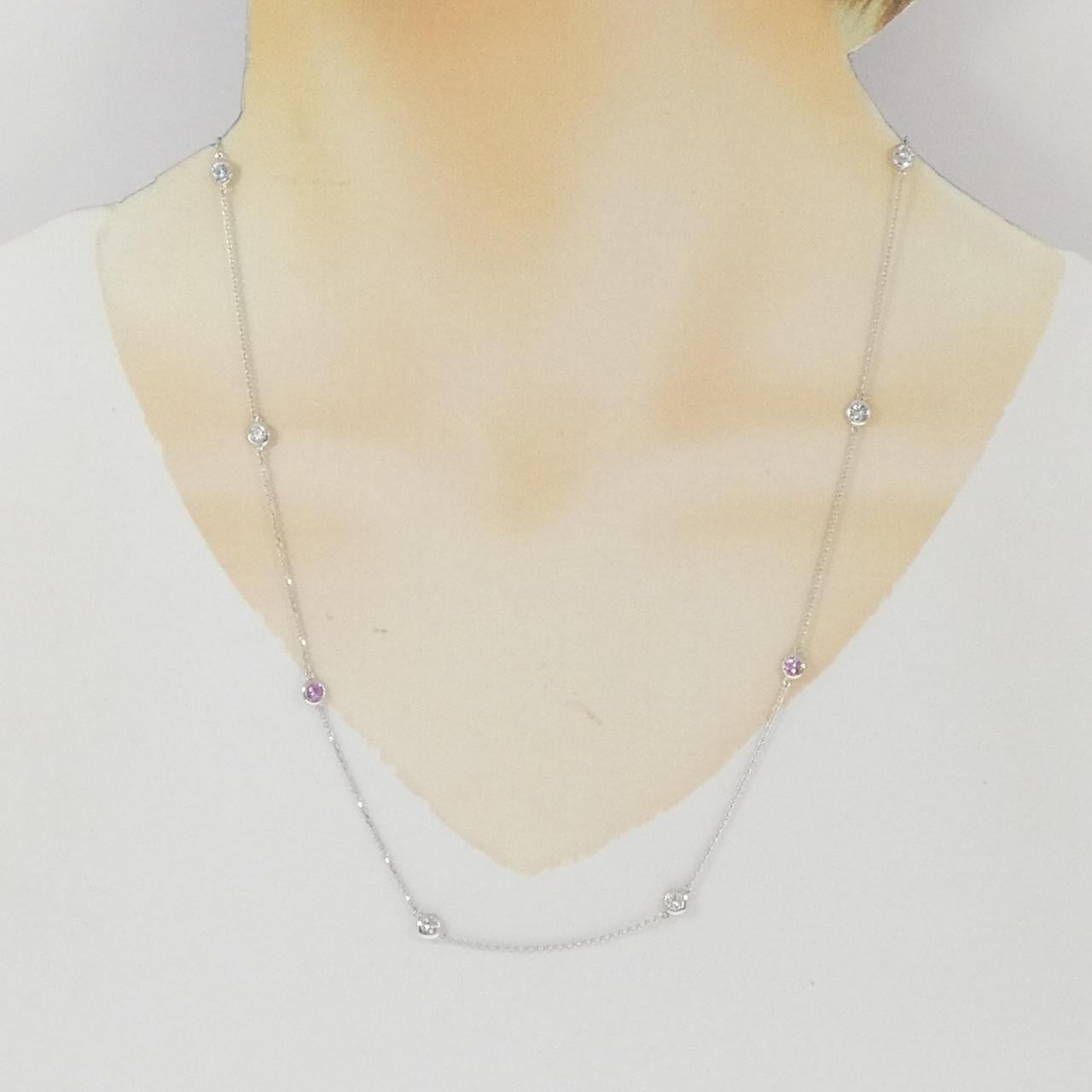 Pt950/Pt850 サファイア ダイヤモンド アクアマリン ネックレス