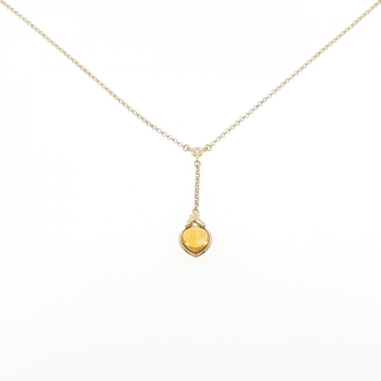 Tasaki K18 ゴールド シトリン ダイヤモンド ネックレス