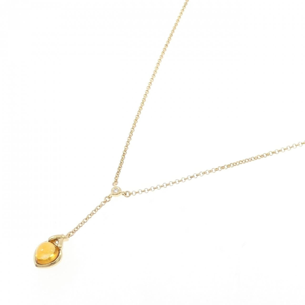 Tasaki K18 ゴールド シトリン ダイヤモンド ネックレス