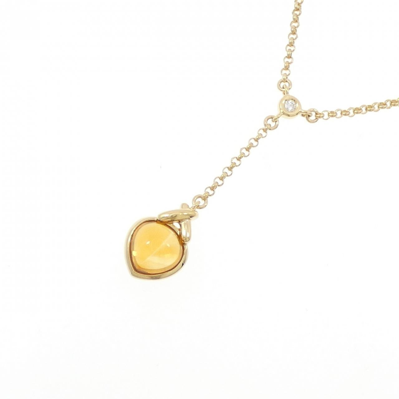 Tasaki K18 ゴールド シトリン ダイヤモンド ネックレス