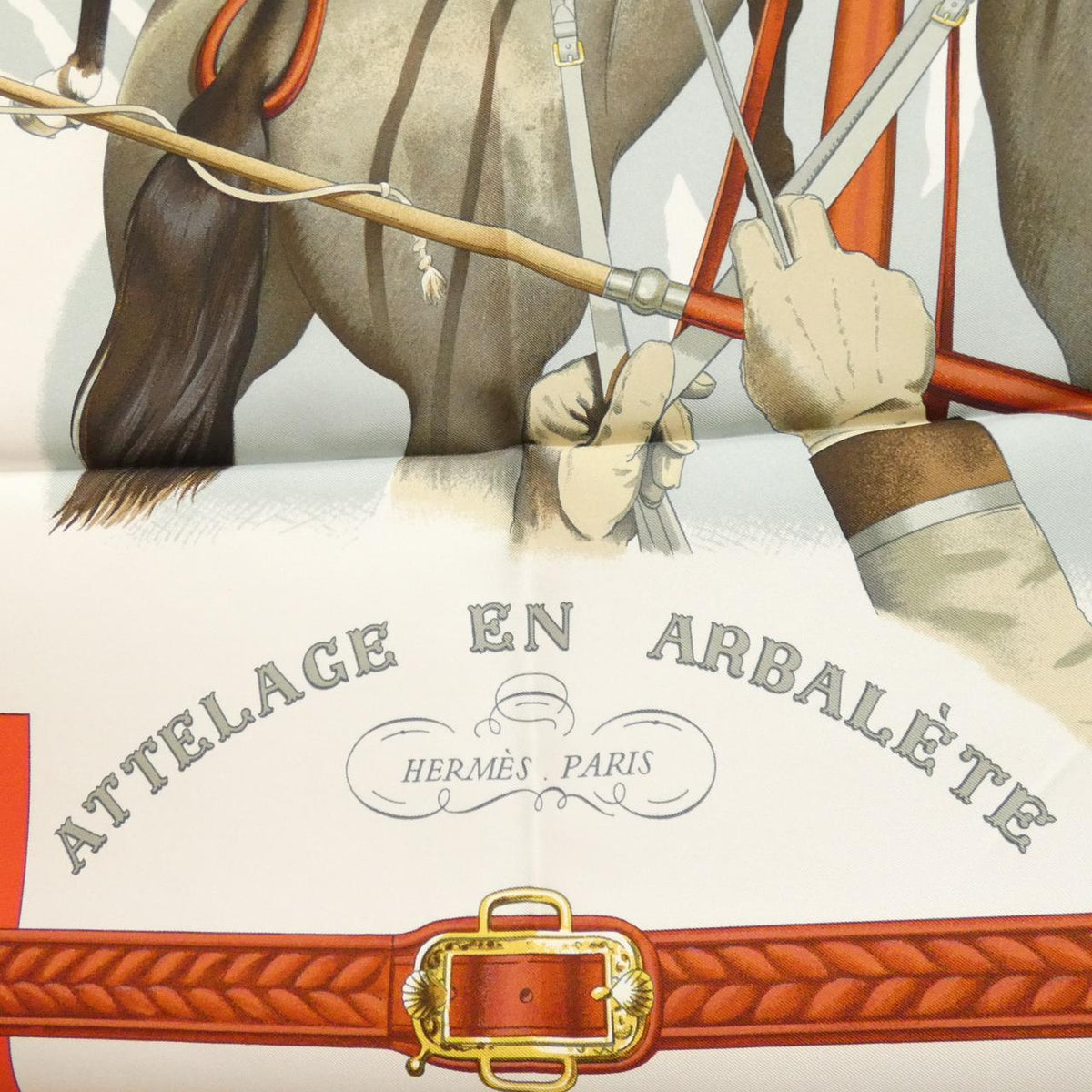 エルメス ATTELAGE EN ARBALETE シルクスカーフ