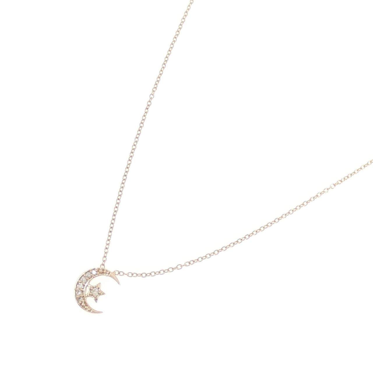 K18ピンクゴールド ダイヤモンドムーンスターネックレス