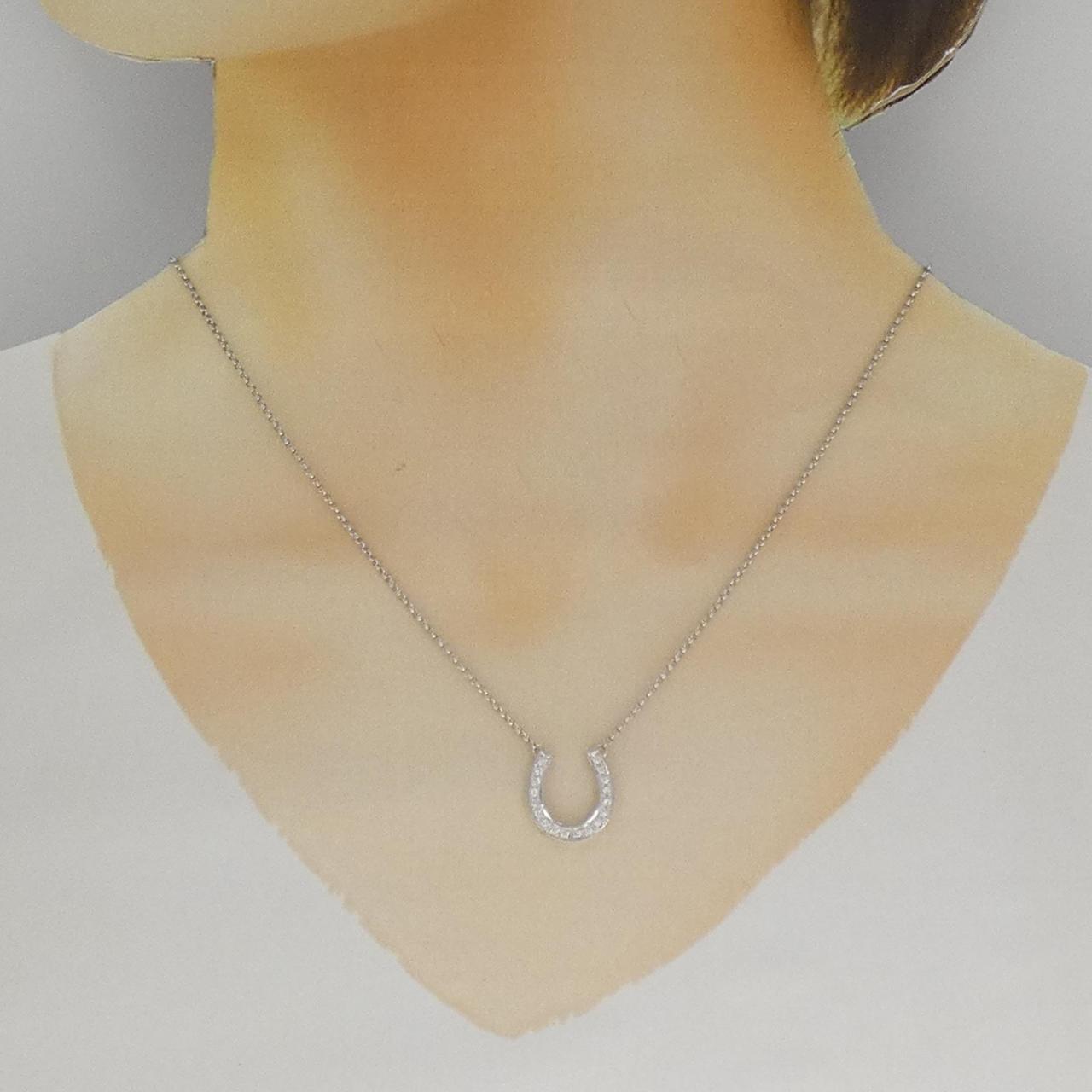 ホースシュー K18WG ダイヤモンド ネックレス
