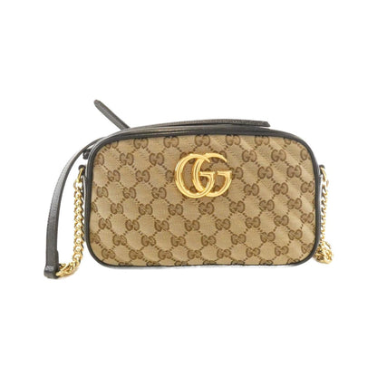 グッチ GGマーモント GGキャンバス レザー ショルダーバッグ