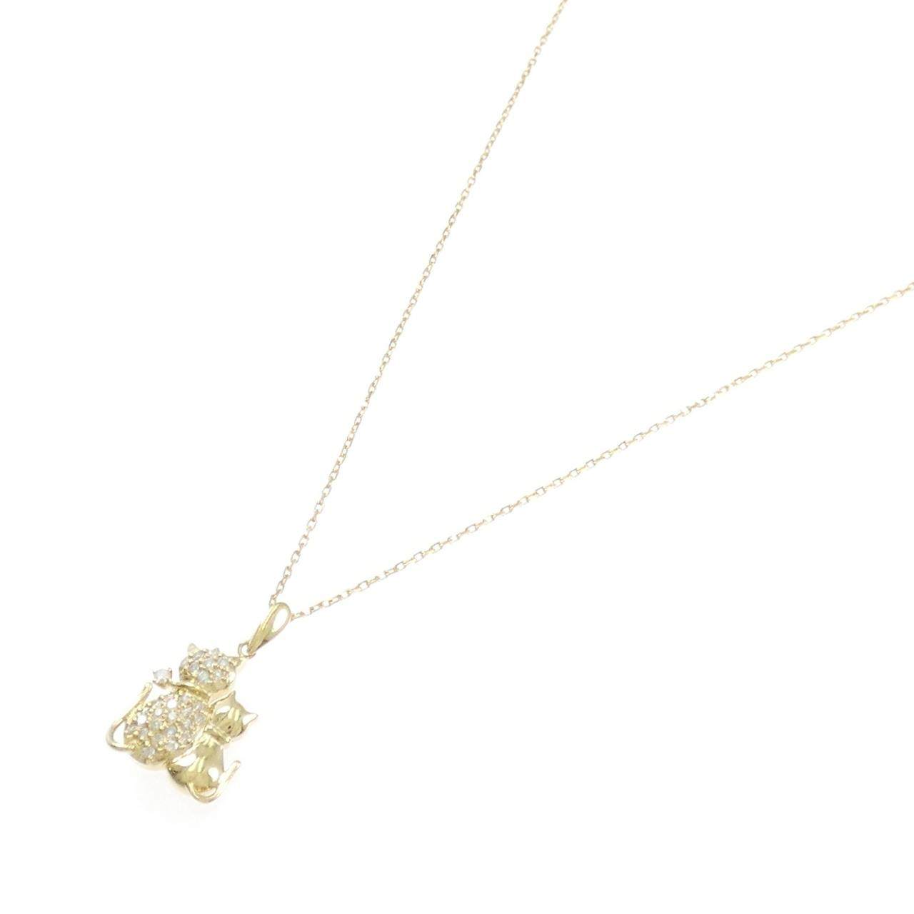 K18YG キャット ダイヤモンド ネックレス