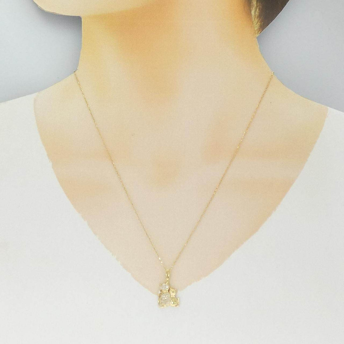 K18YG キャット ダイヤモンド ネックレス