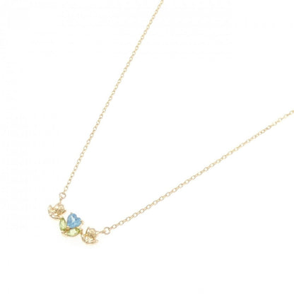 Au750 フラワー ブルートパーズ ペリドット ネックレス
