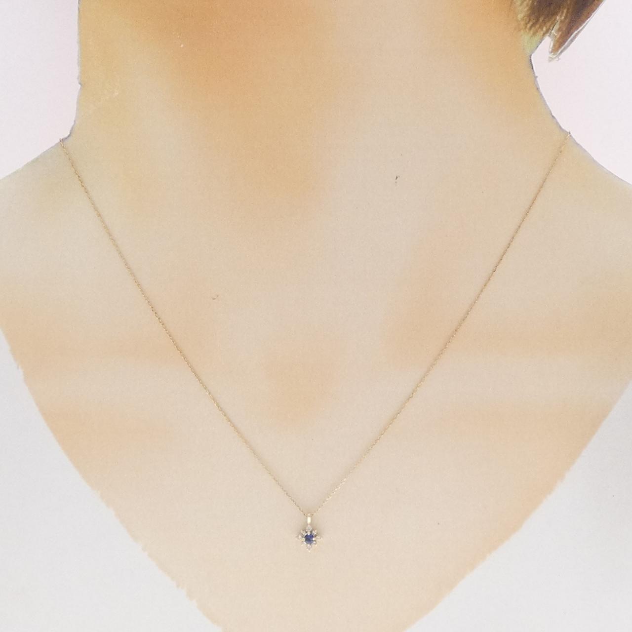 K10YGサファイアダイヤモンドネックレス