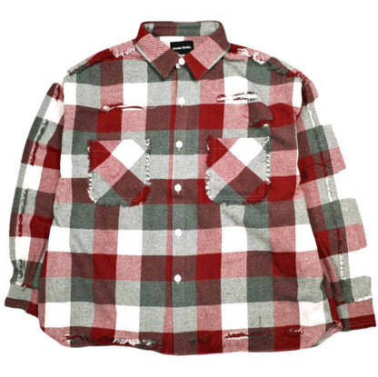 ダンケシェーン FLANNEL DAMAGE SHIRTS BLOCK 混紡 長袖シャツ