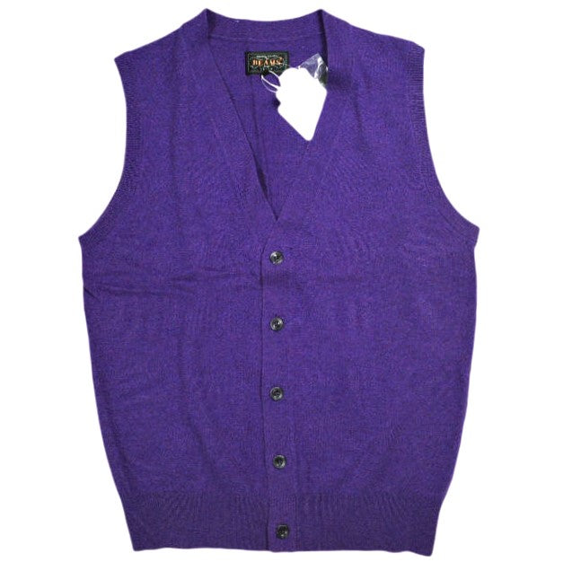 ビームスプラス Button Knit Vest Solid ウールニットベスト