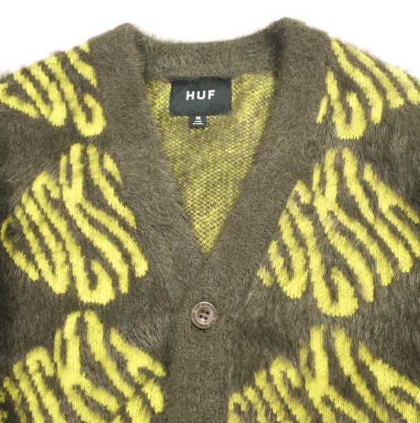 ハフ FUCK IT CARDIGAN ナイロンアクリルニットカーディガン