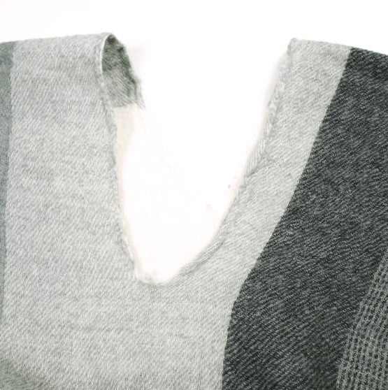 サンシー WOOL CHECK ロングストールポンチョ