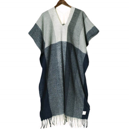 サンシー WOOL CHECK ロングストールポンチョ