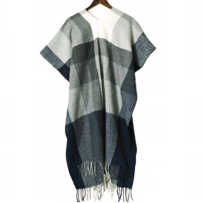 サンシー WOOL CHECK ロングストールポンチョ