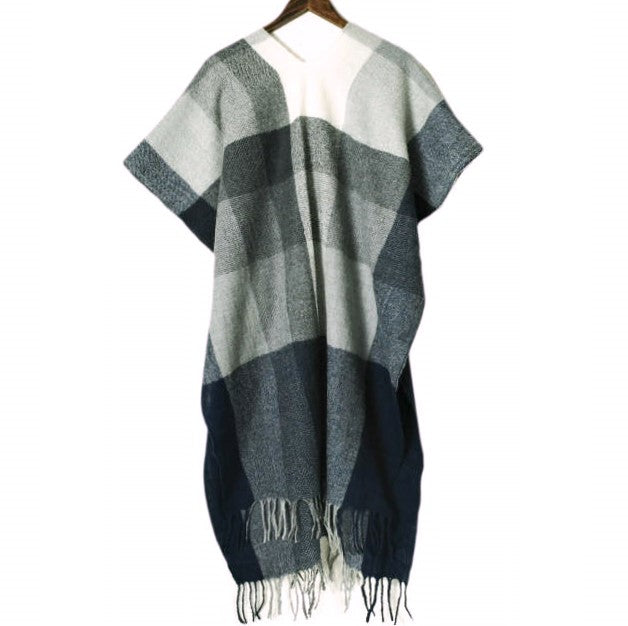 サンシー WOOL CHECK ロングストールポンチョ