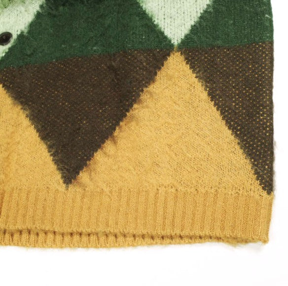 ビーミングバイビームス ambiance Shaggy Diamond Pattern Cardigan アクリル カーディガン