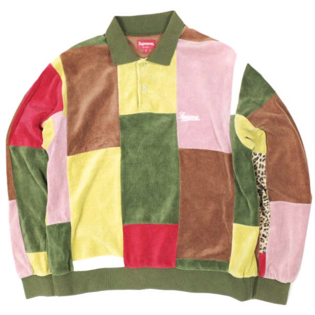 シュプリーム Patchwork Velour ロングスリーブポロ