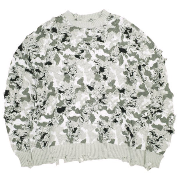 ダンケシェーン CAMO KNIT CREWNECK コットンアクリルニット