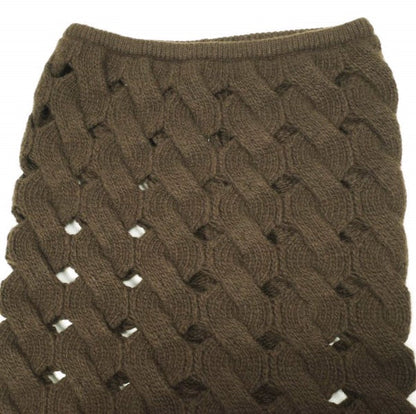 ンニット holed cable knit ウールスカート