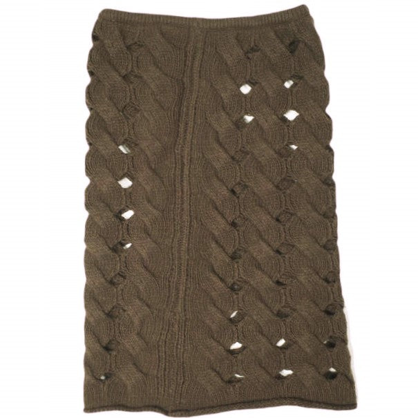 ンニット holed cable knit ウールスカート