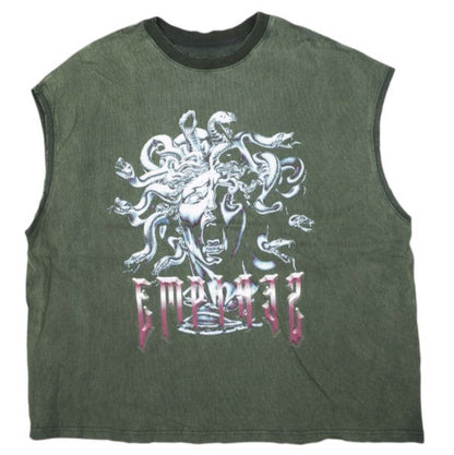 ダンケシェーン GRADATION CHEMICAL NOSLEEVES MEDUSA コットンノースリーブトップス