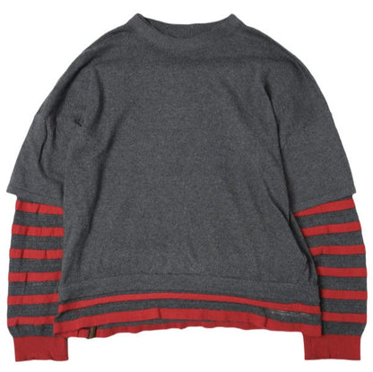 イサボールダー Gauzine Stripe コットンニットトップス