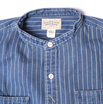 ダブルアールエル WABASH STRIPE BAND COLLAR WORK SHIRTS コットンシャツ