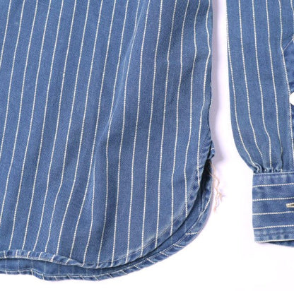 ダブルアールエル WABASH STRIPE BAND COLLAR WORK SHIRTS コットンシャツ