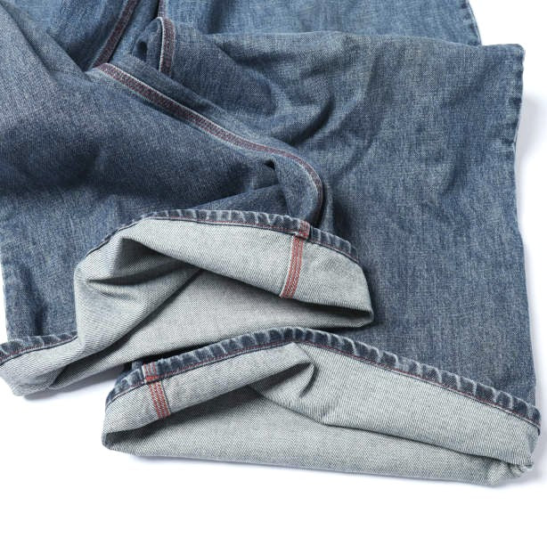 イーアールエル BAGGY INDIANA DISTRESSED JEANS コットンデニムパンツ