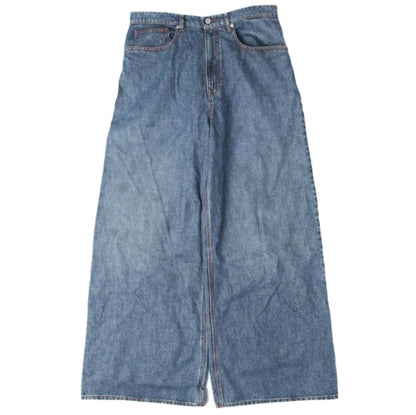 イーアールエル BAGGY INDIANA DISTRESSED JEANS コットンデニムパンツ
