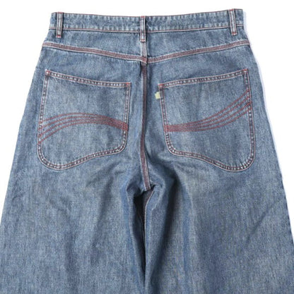 イーアールエル BAGGY INDIANA DISTRESSED JEANS コットンデニムパンツ