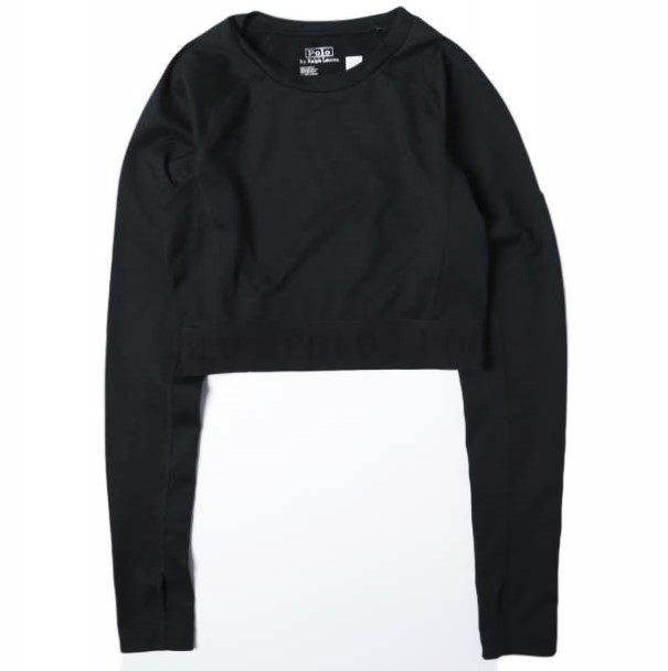 ポロラルフローレン ロゴウエストバンドクロップドプルオーバー長袖トップス