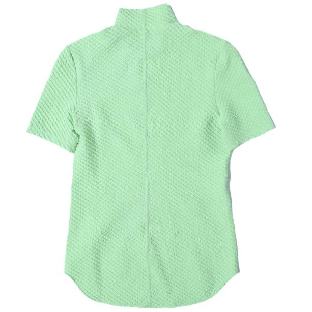 マメクロゴウチ Shirring Jersey Jacquard ハイネックトップス
