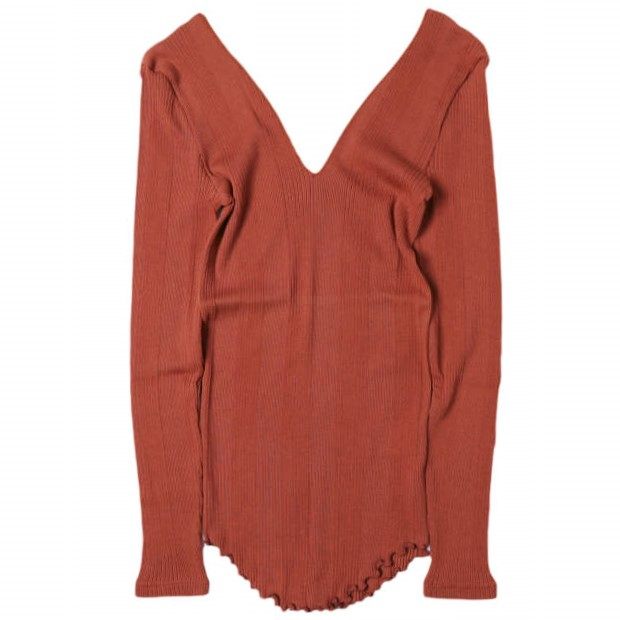 ハクジ Random Rib LS PO コットンシルクロングスリーブトップス