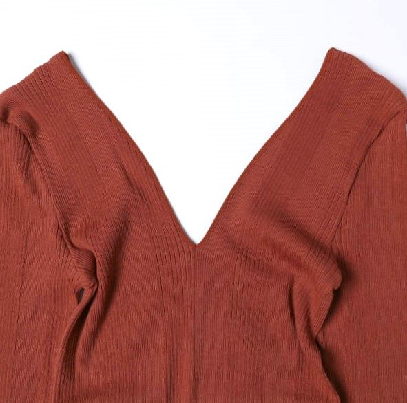 ハクジ Random Rib LS PO コットンシルクロングスリーブトップス