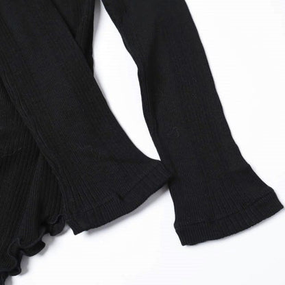 ハクジ Random Rib LS PO コットンシルクプルオーバー