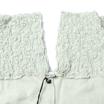 ベースレンジ NEHRU LONG SLEEVE TEE Organic Cotton Lace Fine Wool トップス