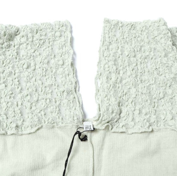 ベースレンジ NEHRU LONG SLEEVE TEE Organic Cotton Lace Fine Wool トップス