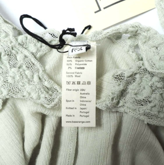 ベースレンジ NEHRU LONG SLEEVE TEE Organic Cotton Lace Fine Wool トップス