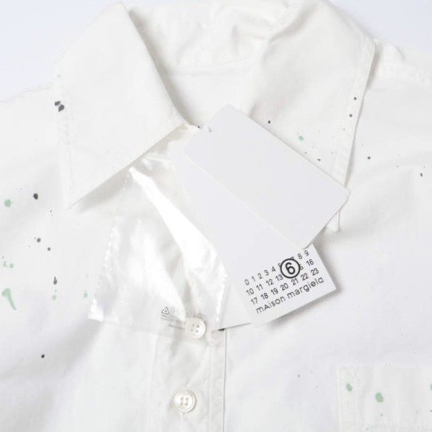 エムエム6メゾンマルジェラ CAMICIE A MANICHE PAINT RESIDUE SHIRT コットンシャツ