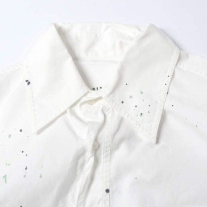 エムエム6メゾンマルジェラ CAMICIE A MANICHE PAINT RESIDUE SHIRT コットンシャツ