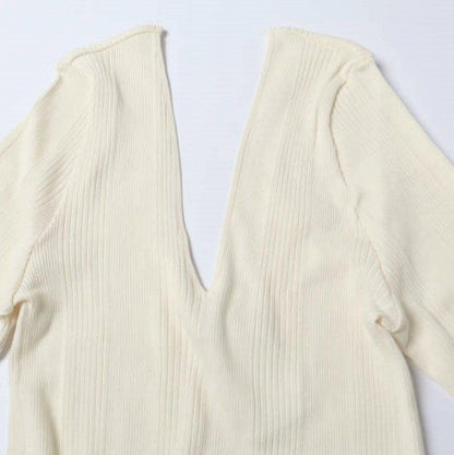 ハクジ Random Rib LS PO コットンシルクロングスリーブトップス