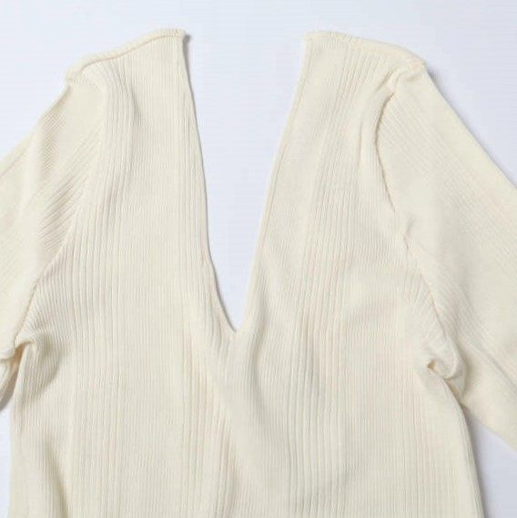 ハクジ Random Rib LS PO コットンシルクロングスリーブトップス