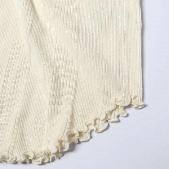 ハクジ Random Rib LS PO コットンシルクロングスリーブトップス