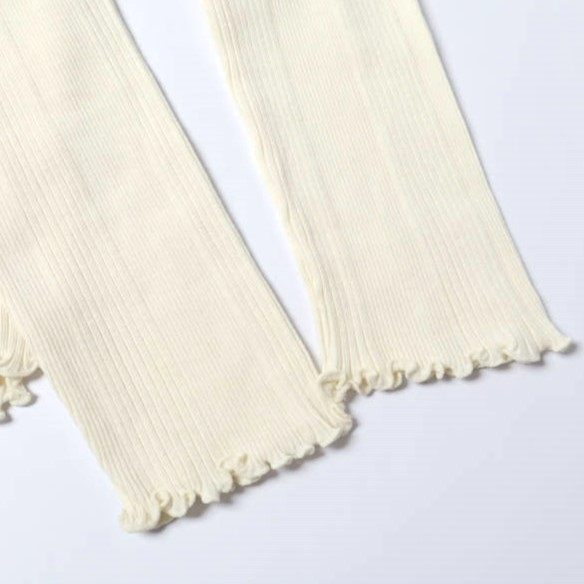 ハクジ Random Rib LS PO コットンシルクロングスリーブトップス