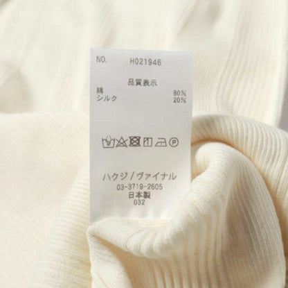 ハクジ Random Rib LS PO コットンシルクロングスリーブトップス