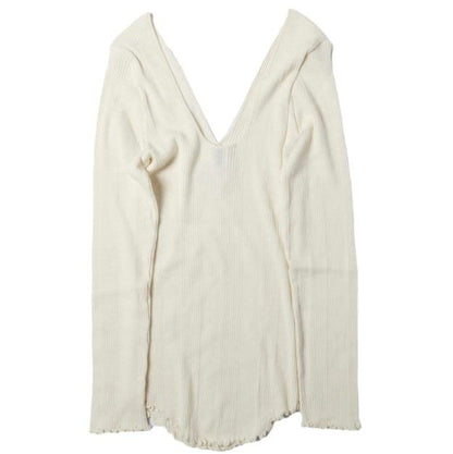ハクジ Random Rib LS PO コットンシルクロングスリーブトップス